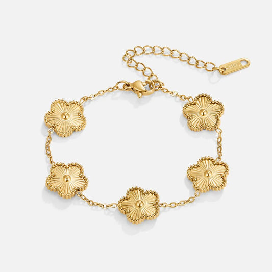 Golden Clover Flower Bracelet-0